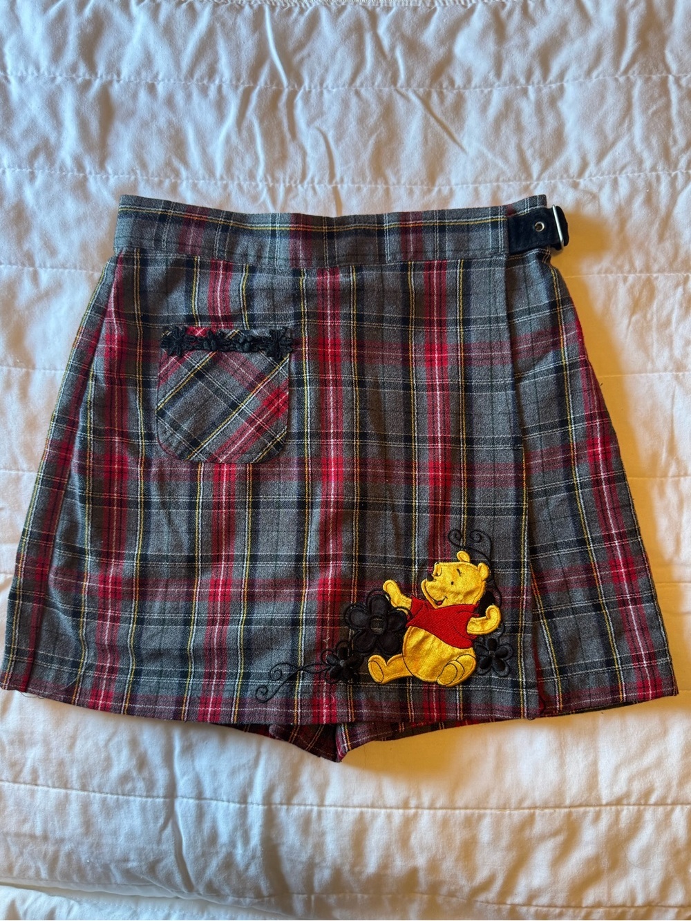 Vintage Kids 90s Winnie the Pooh Plaid Skort Size 10 Nostalgic Kidcore Disney